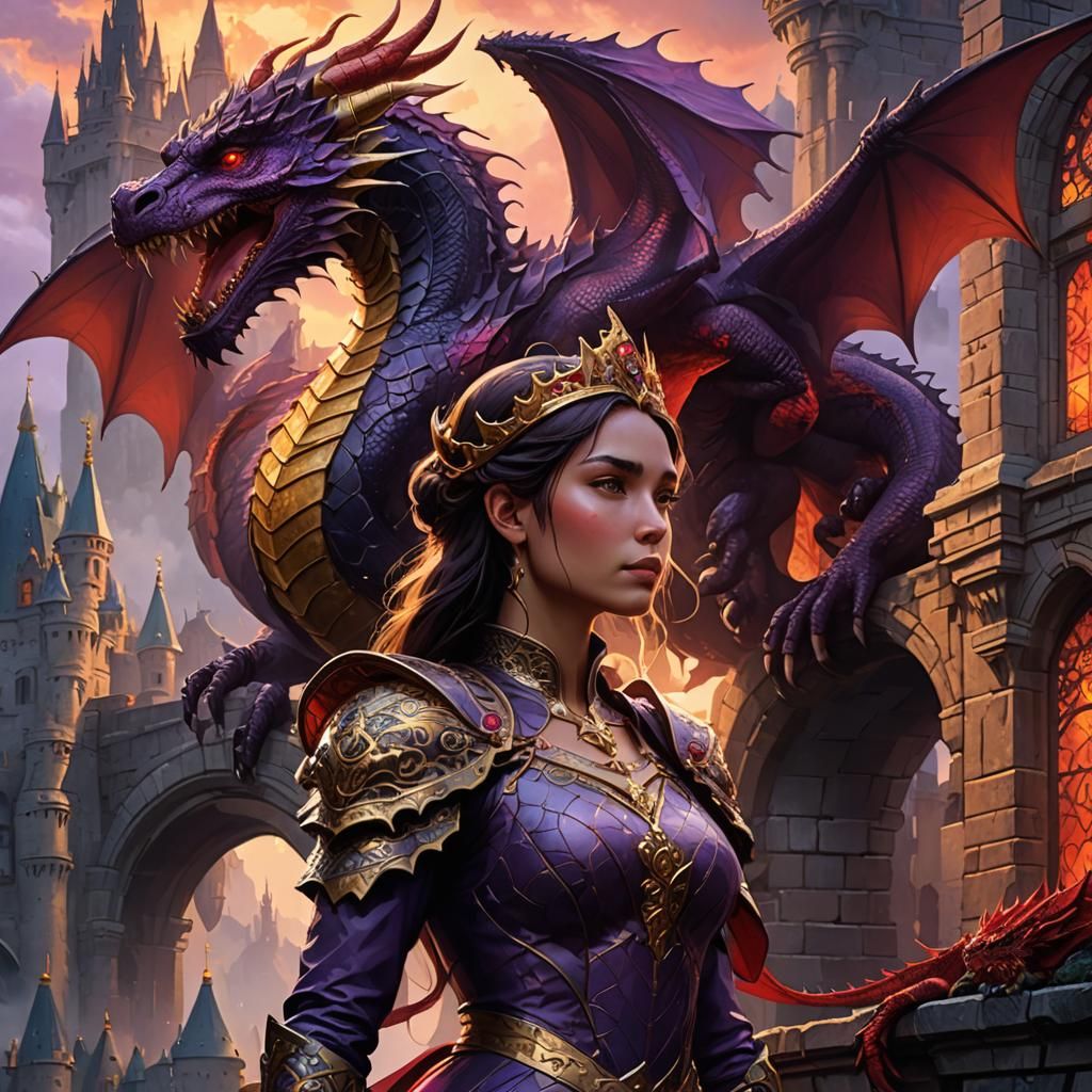 Princess and Dragon in Dark Fantasy Style