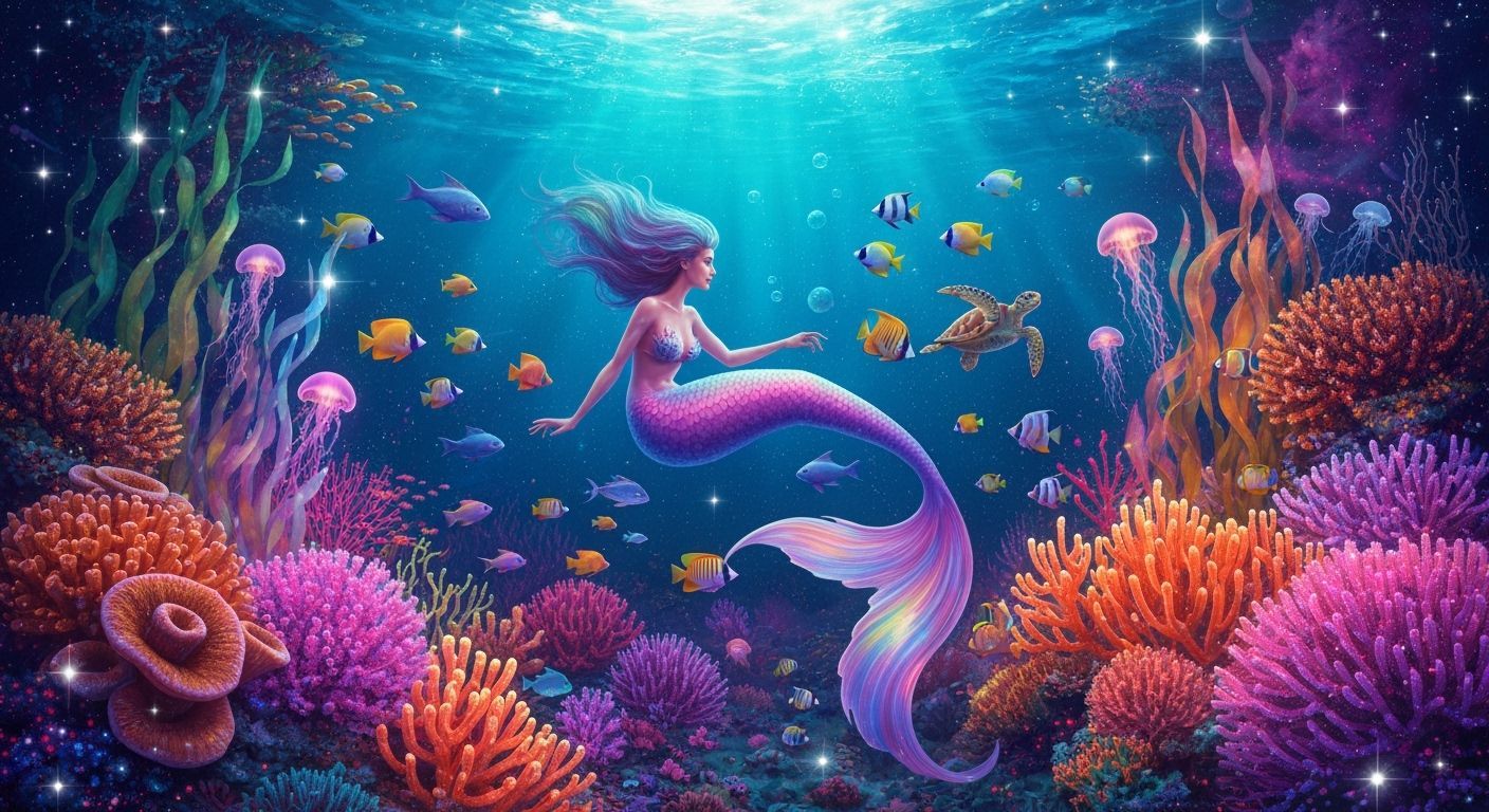 Psychedelic Mermaid in Astral Cosmos