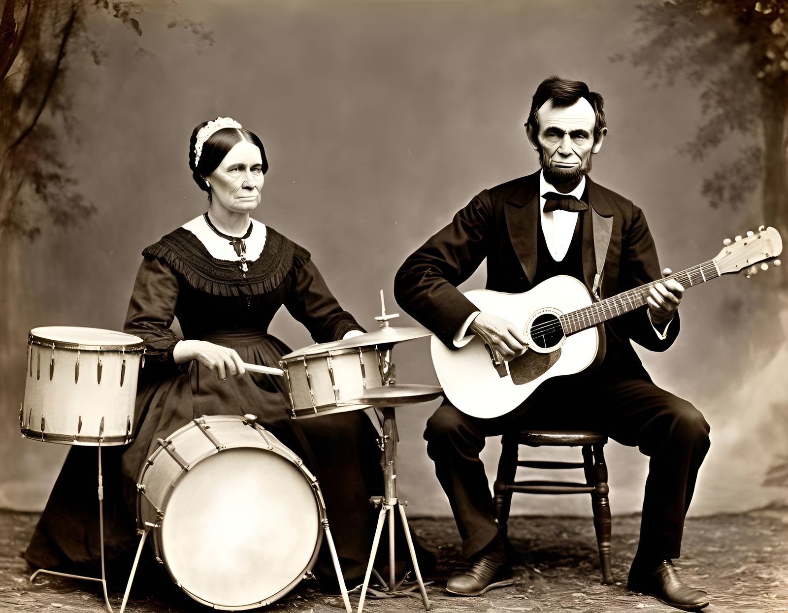 Rare photo of Mary Todd Lincoln and Abraham Lincoln before Mary left the band to join Peter and Paul.