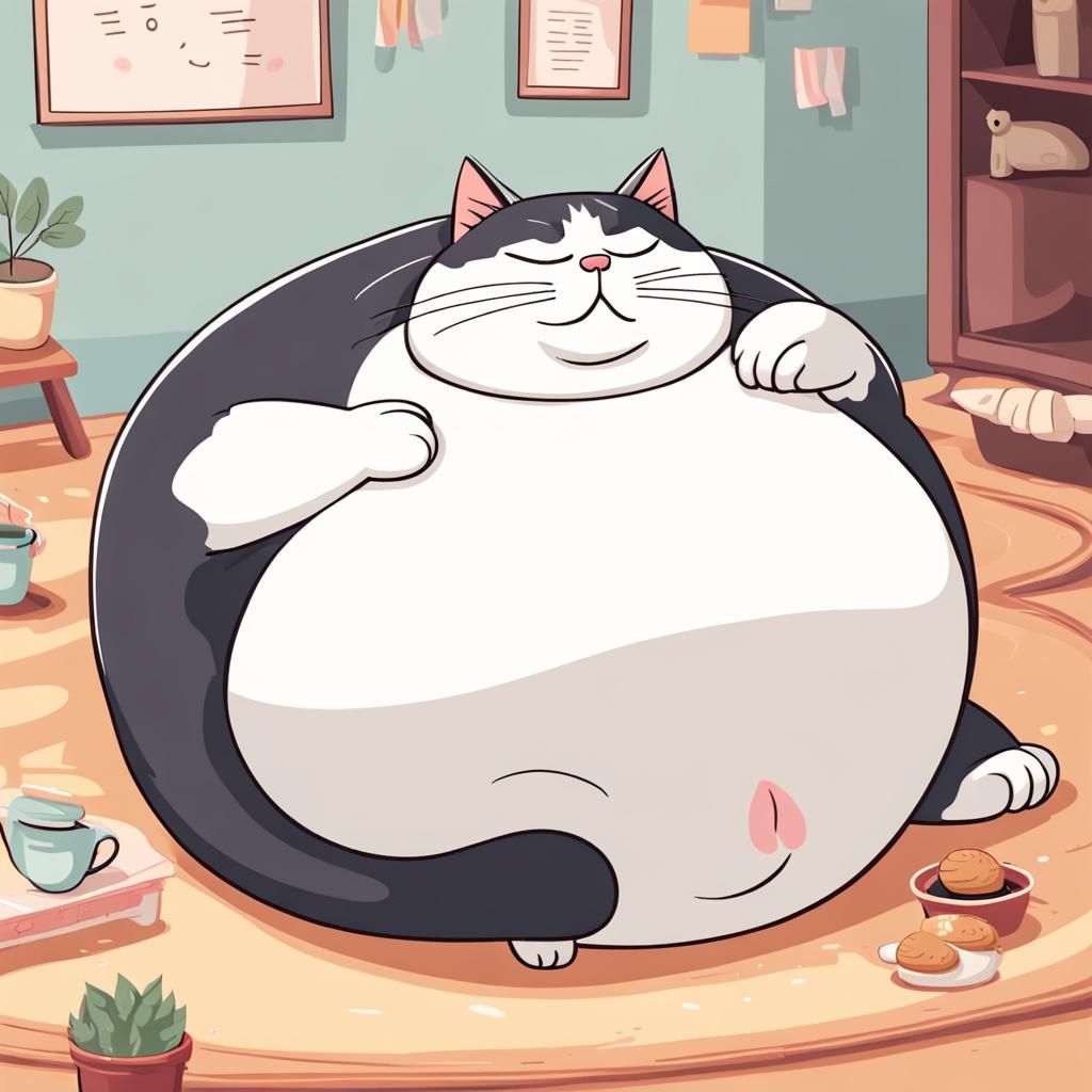 A Fat Lazy Cat Lying on its Back