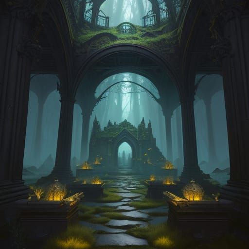 Ancient Corgi Library on Floating Island