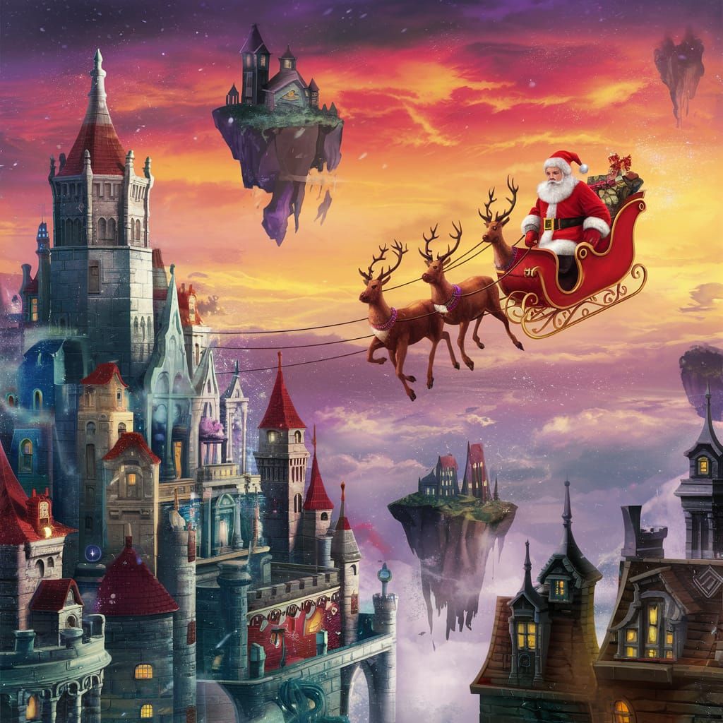 Santa Claus Sleigh Ride in Fantasy City