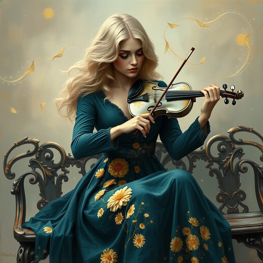 Ethereal Blonde Musician in Dreamlike Atmosphere, Inspired b...