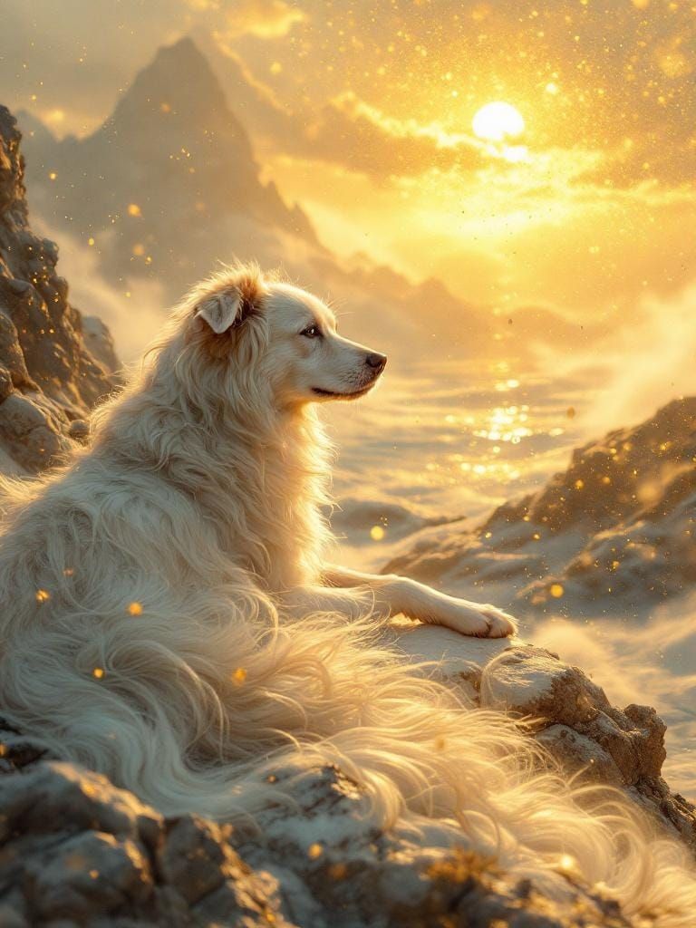 Dog in Sunlight: Kuvshinov and Amano Inspired Digital Art