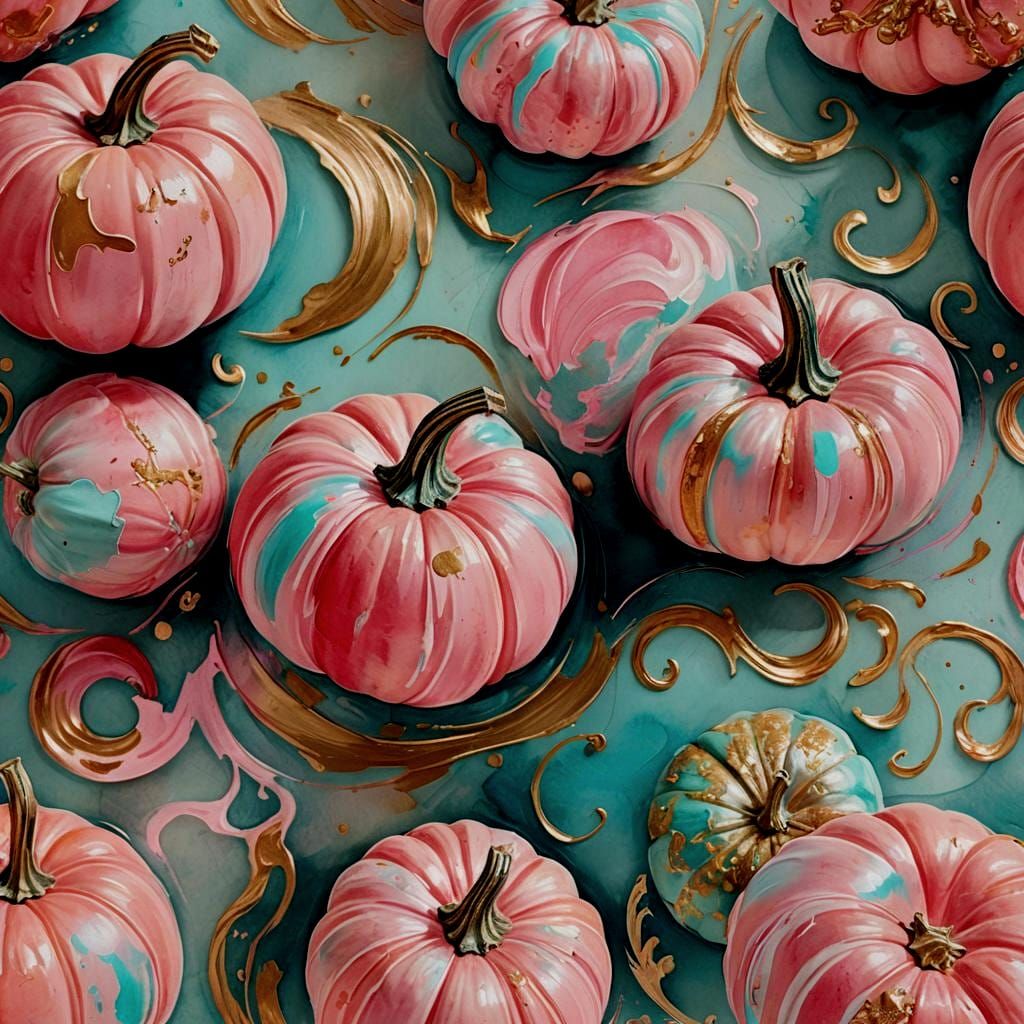Girly Pink Pumpkin in Abstract Art Style
