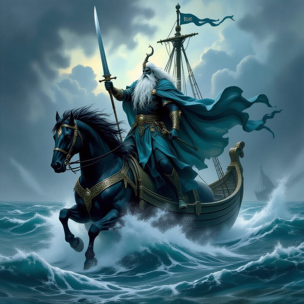 Manannán: Ancient Sea God on Stormy Seas
