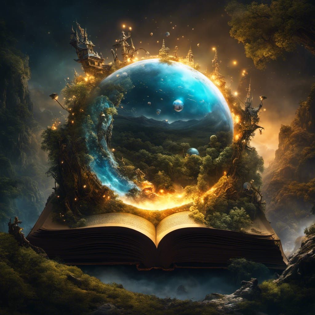 Planetary Fantasy World Emerges from Open Book