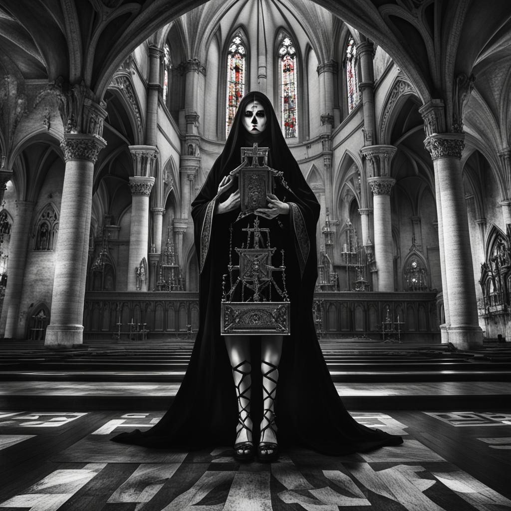 Una monja mujer, muy sensual, satánica, secta, tacones con p...