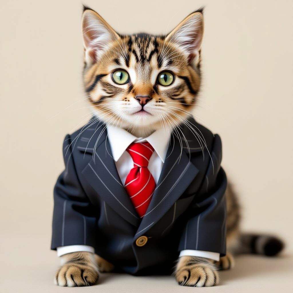Cat in a Suit: A Whimsical Feline Portrait