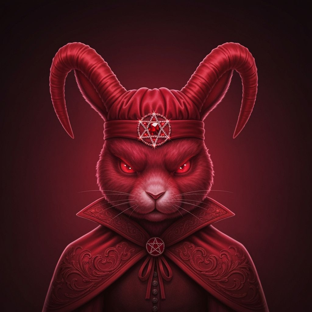 Red Velvet Devil Bunny with Garnet Pentagram