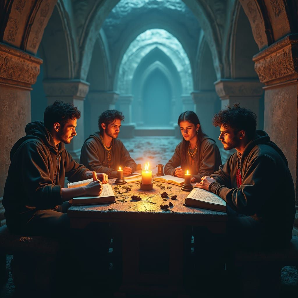 Mystical Scripture Study in Fantasy Chamber