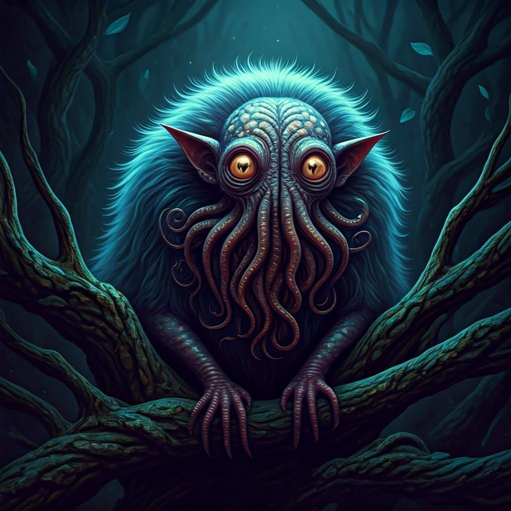 Ethereal Moonlit Creatures in a Lovecraftian Dreamscape