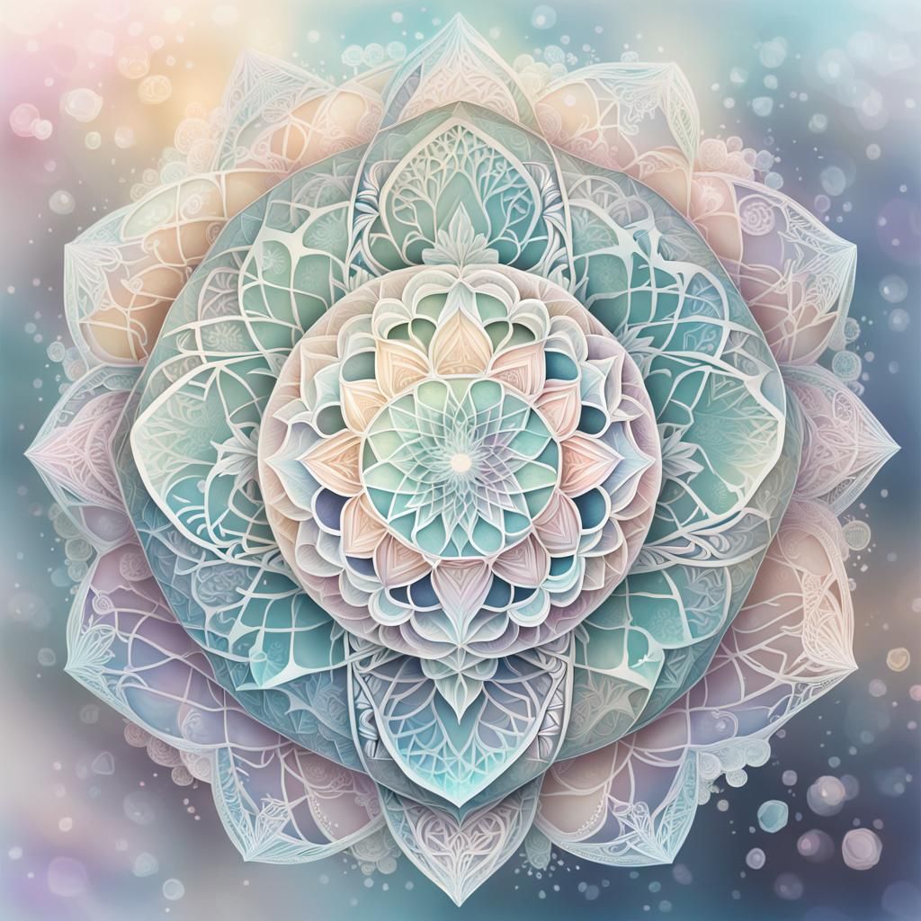 Quartz Crystal with Zentangle Patterns in Pastel Colors