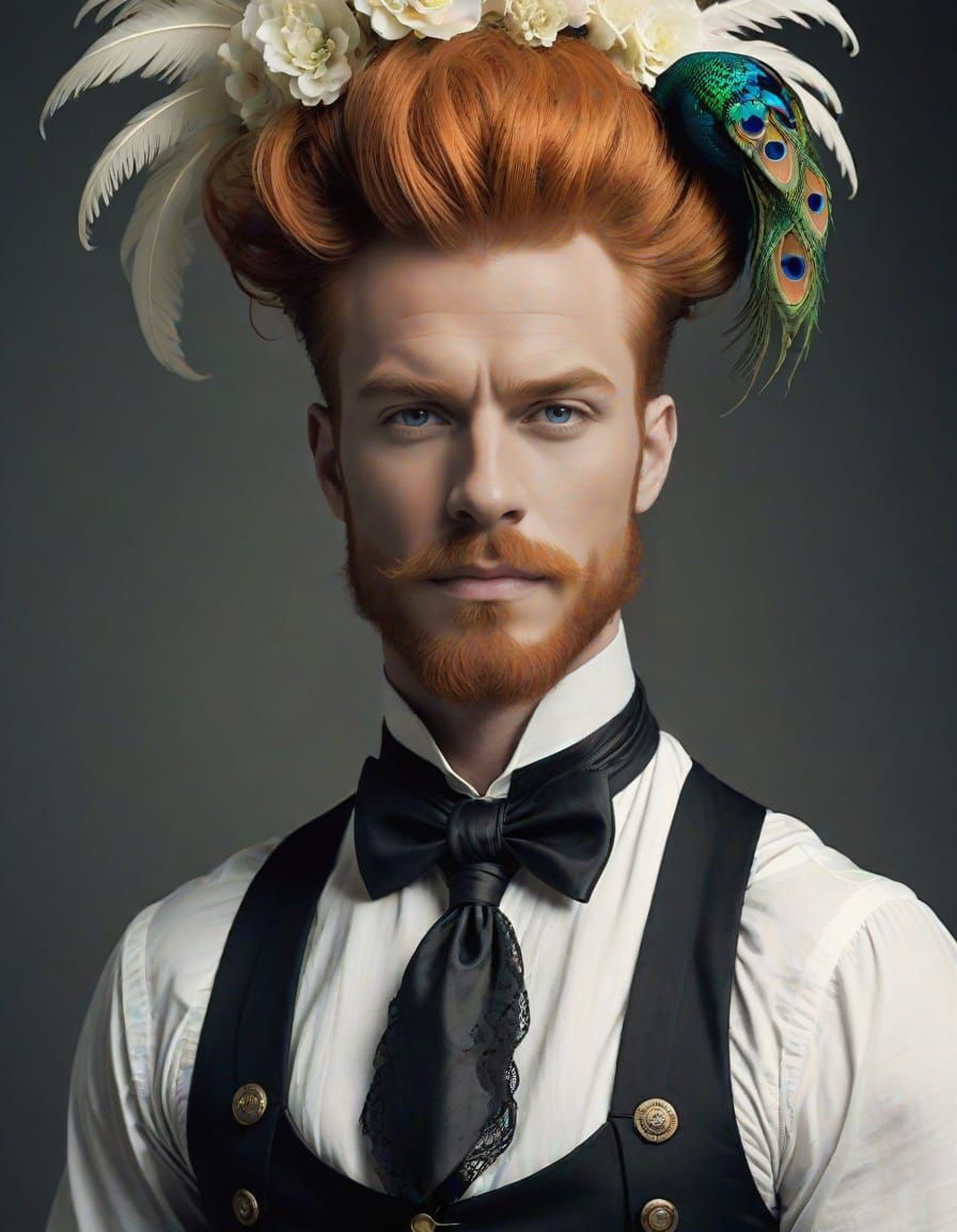 Edwardian Steampunk Gentleman with Towering Pompadour