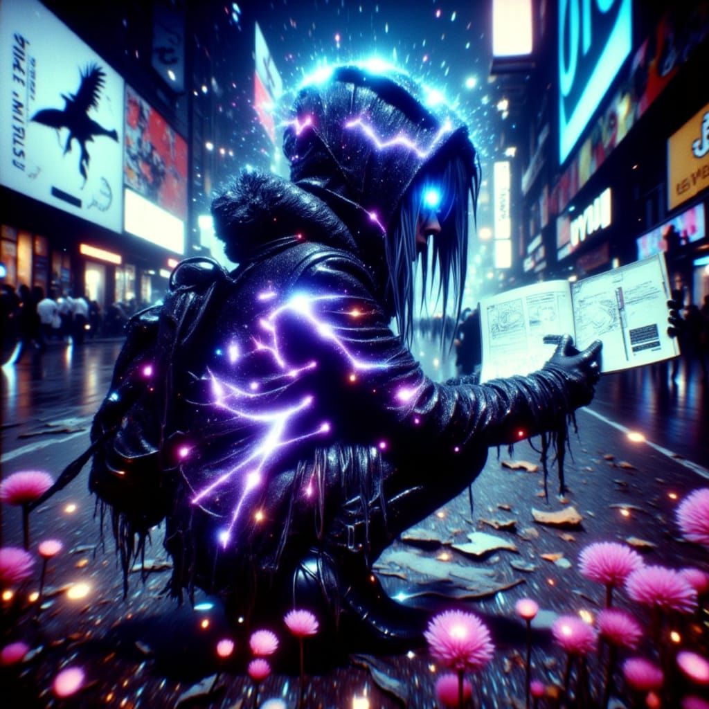 Cyberpunk Hacker in Neon Wasteland