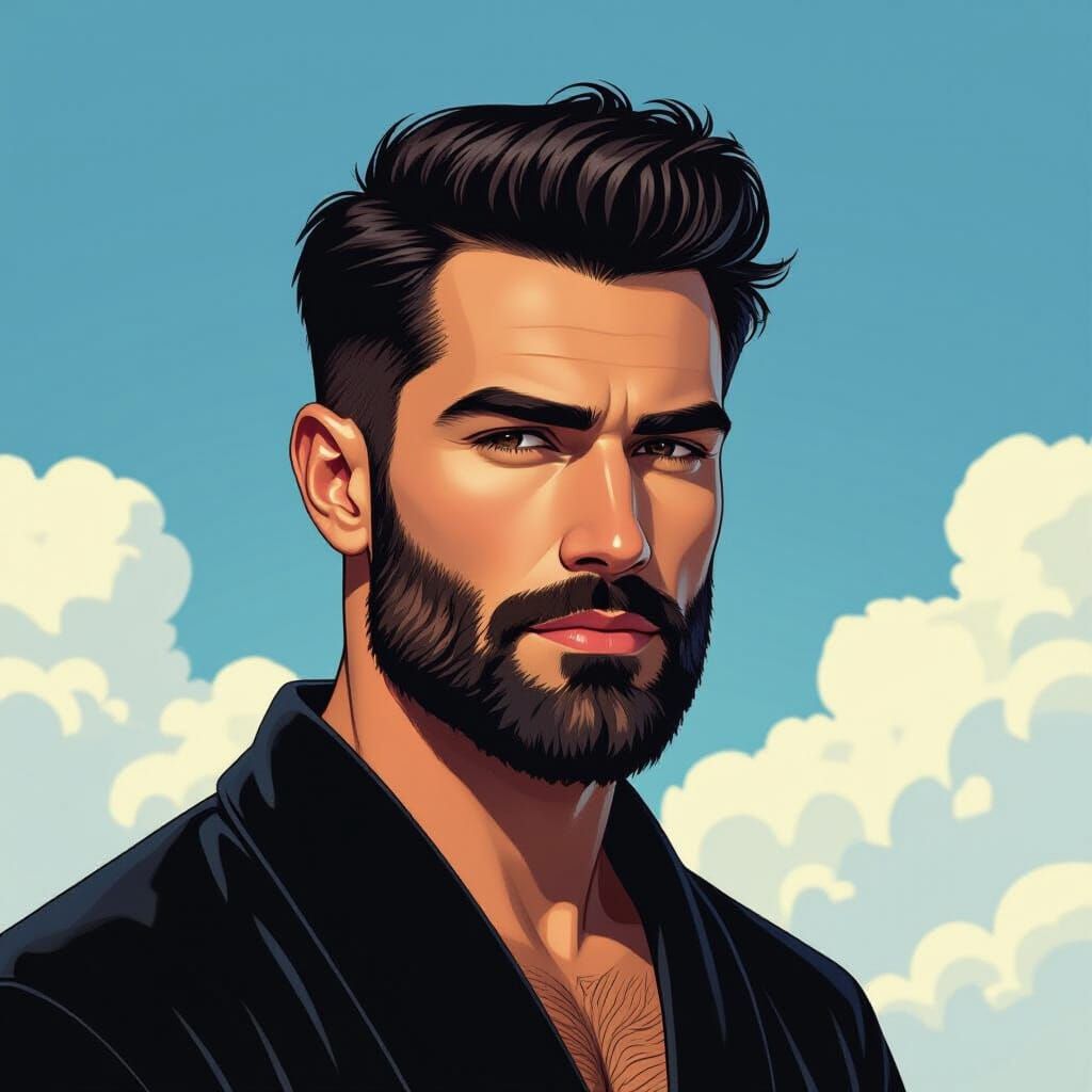 Geometric Portrait of Man in Velvet Robe