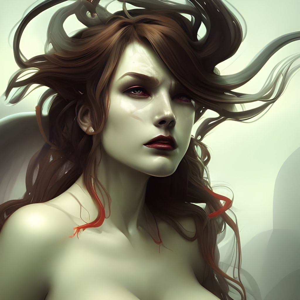 Demonic Siren Portrait in Hyperdetailed Style