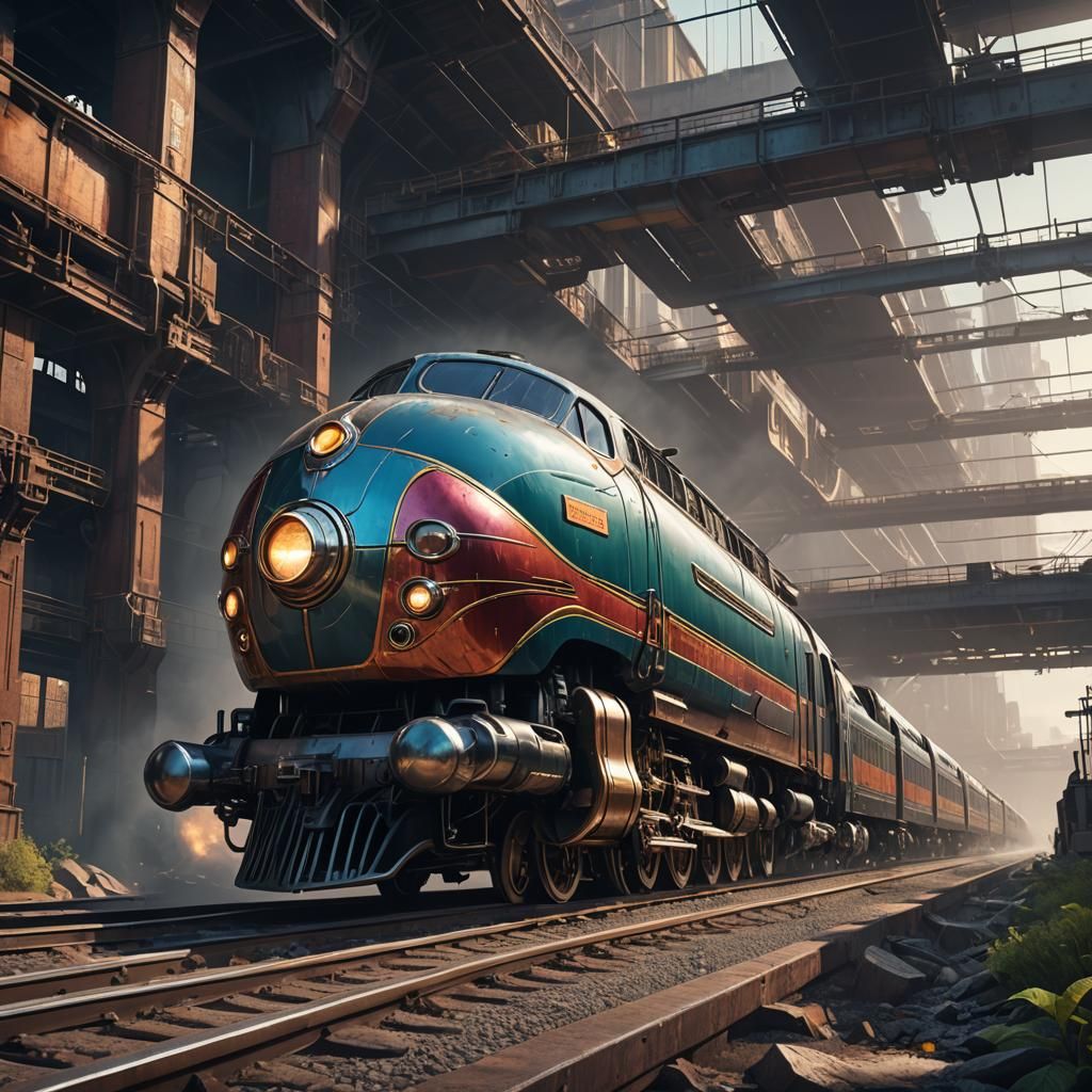 Retro-Futuristic Streamliner Locomotive Concept Art