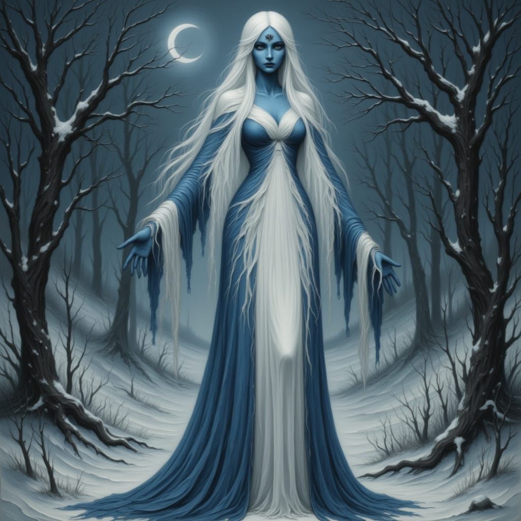 In folklore, Cailleach Bheur is portrayed as a towering, fea...