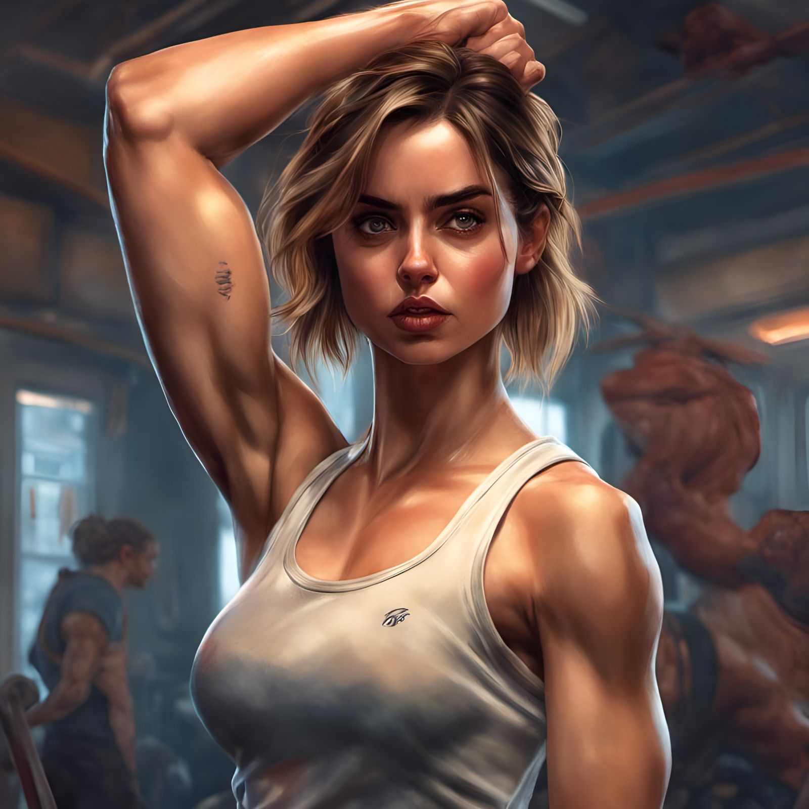 Ana de Armas Flexing Biceps: Detailed Portrait