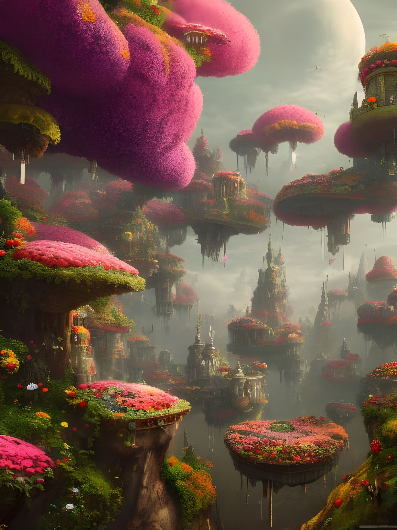 Surreal Bohemian Wonderland with Blossoms