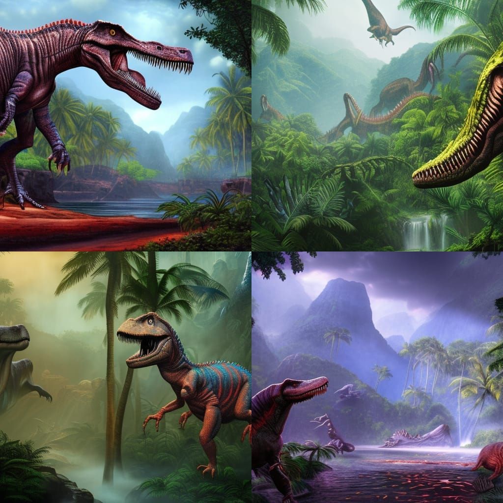 Detailed Matte Painting of Jurassic Park in 8k