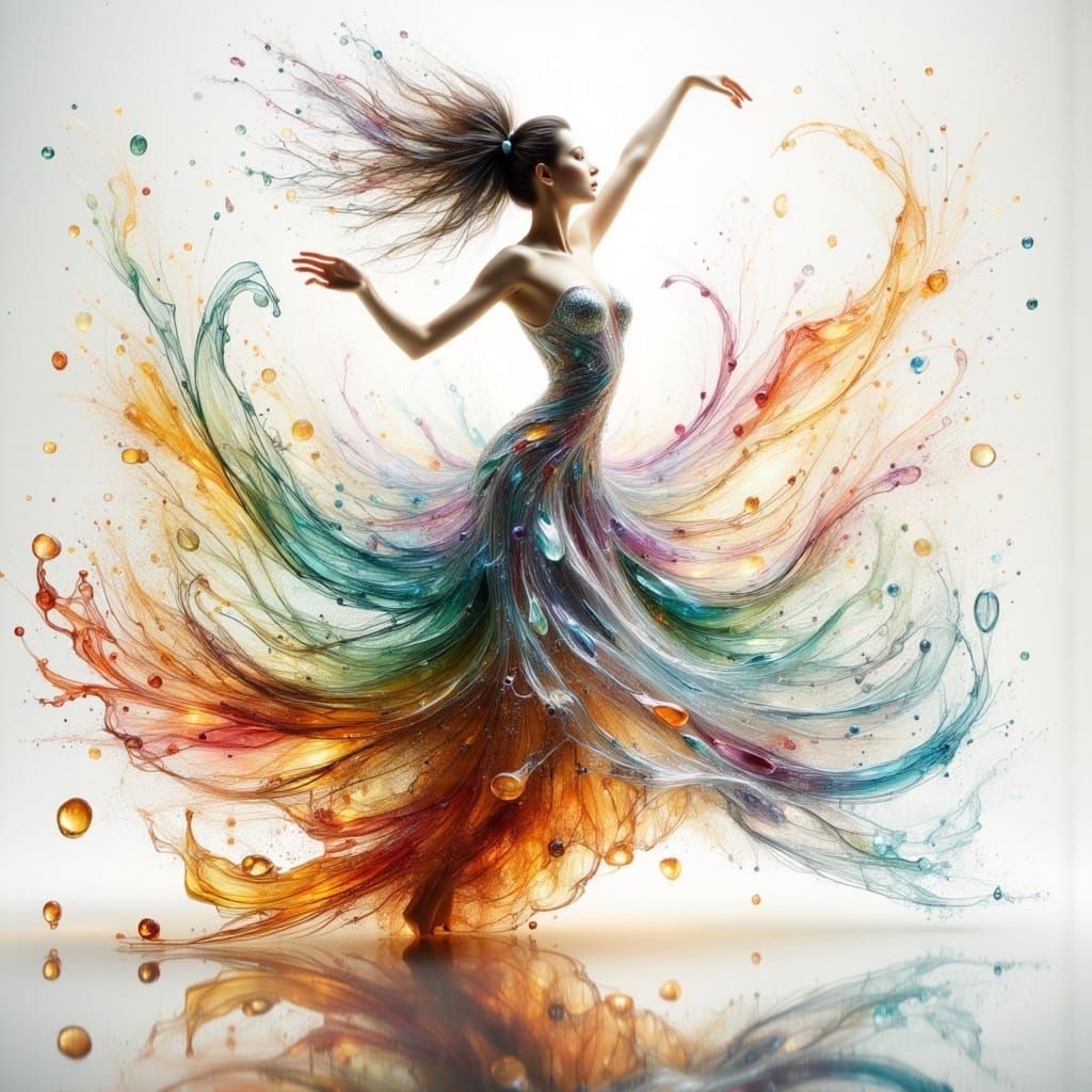 Glass Sculpture Portrait of a Woman in Fluid Style