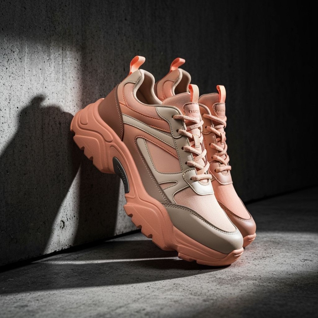 Hyper-Realistic Chunky Athletic Sneakers in Studio Lighting