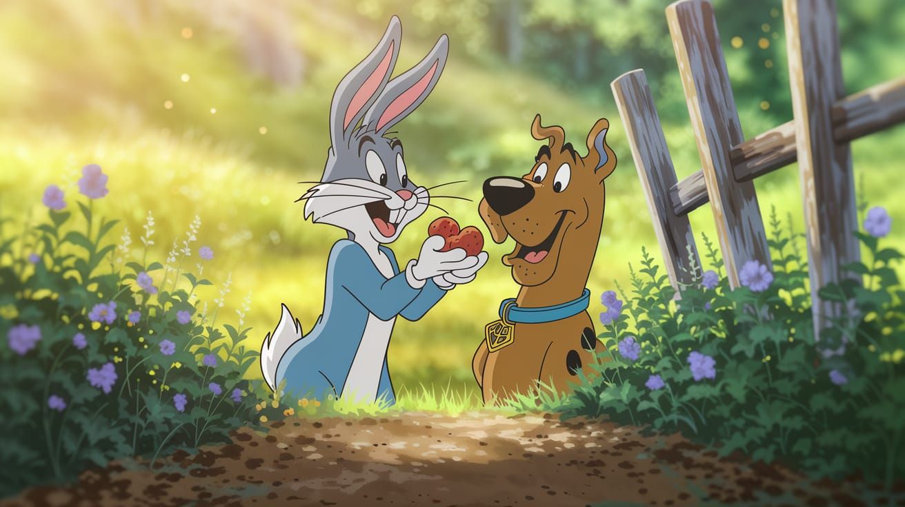 Bugs Bunny and Scooby-Doo in Anime Style
