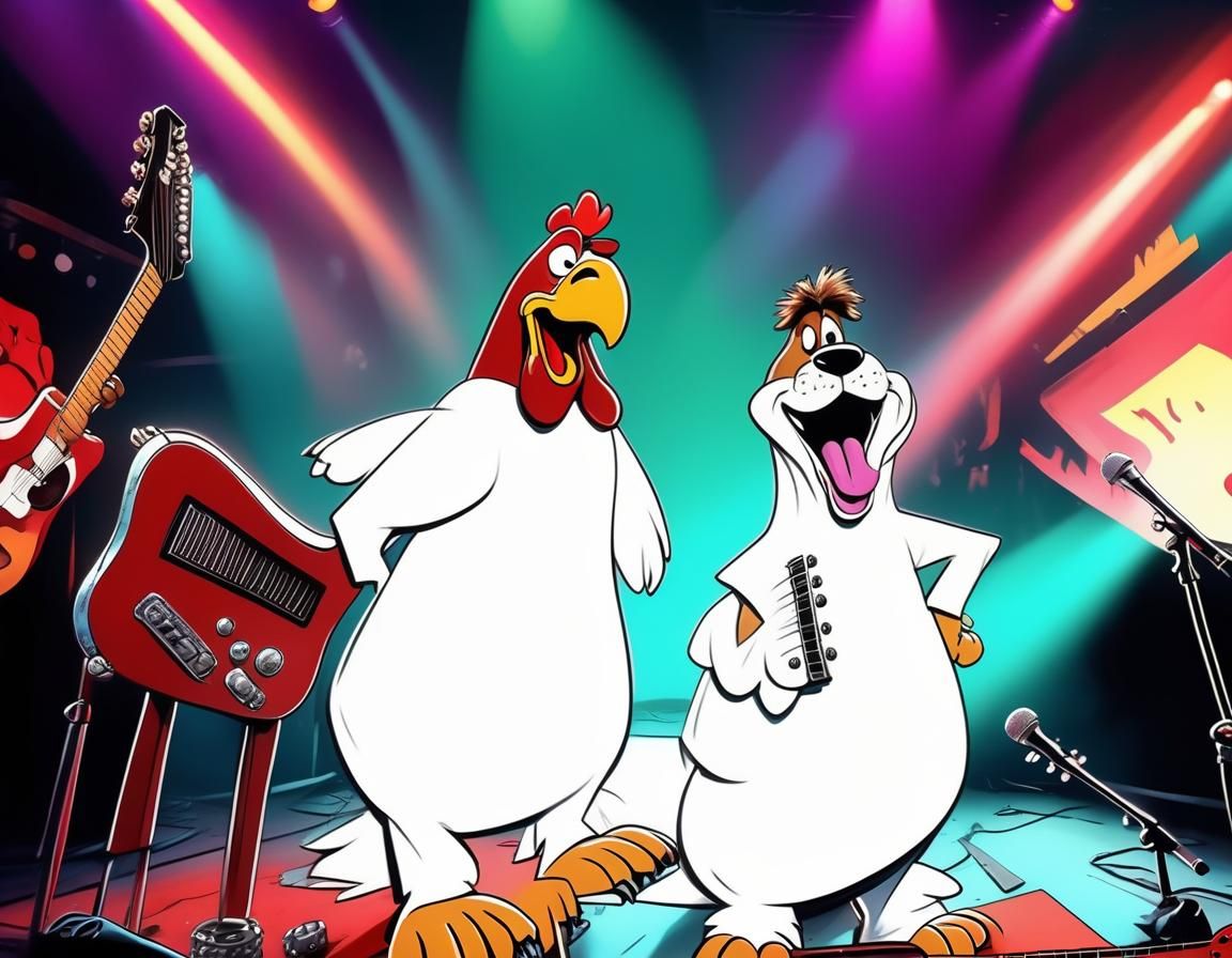 Foghorn Leghorn Metal Band Cartoon in Pop Art Style