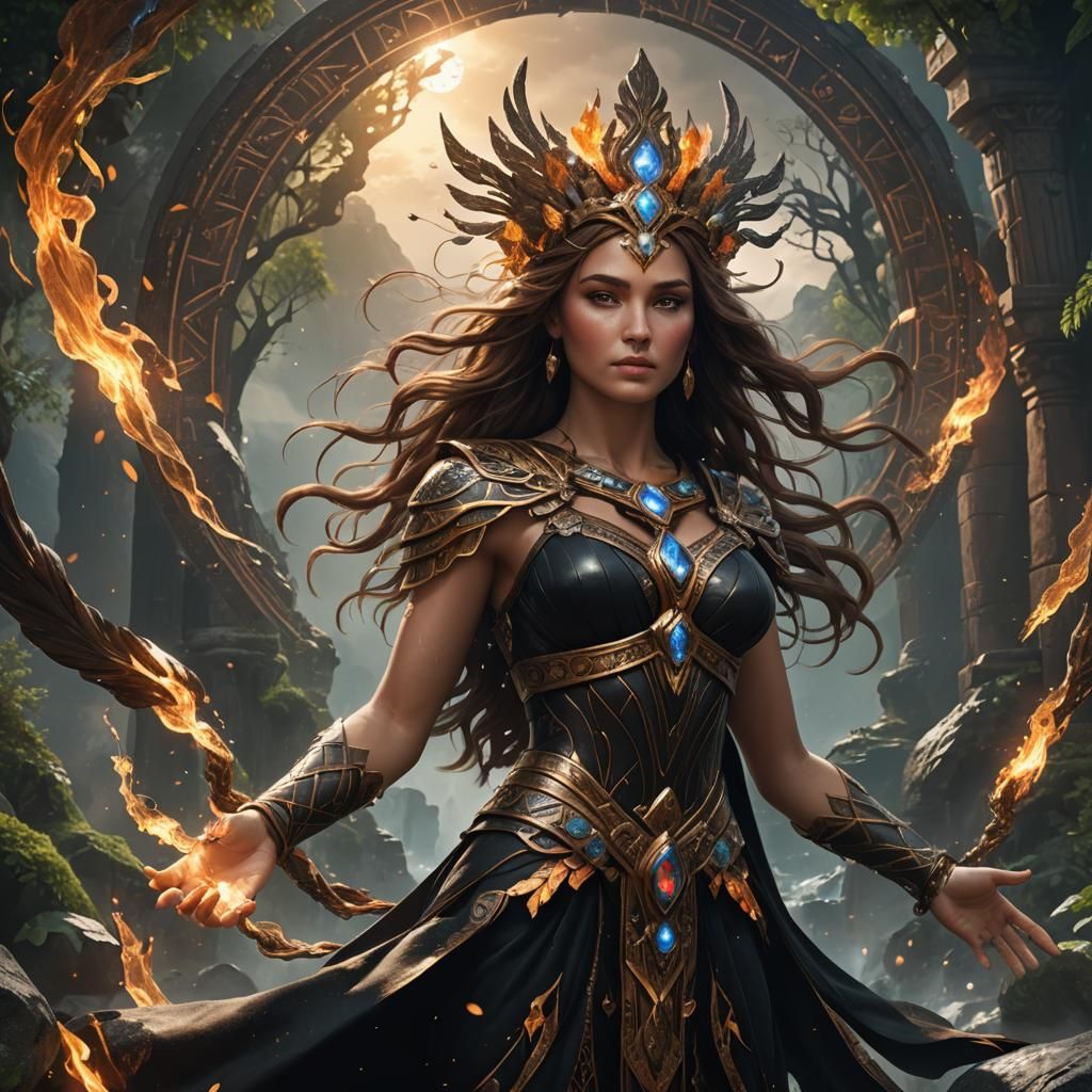 Goddess of Elements: Detailed Matte Painting