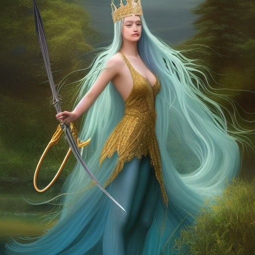 Lady of the Lake Gives Sword to King Arthur