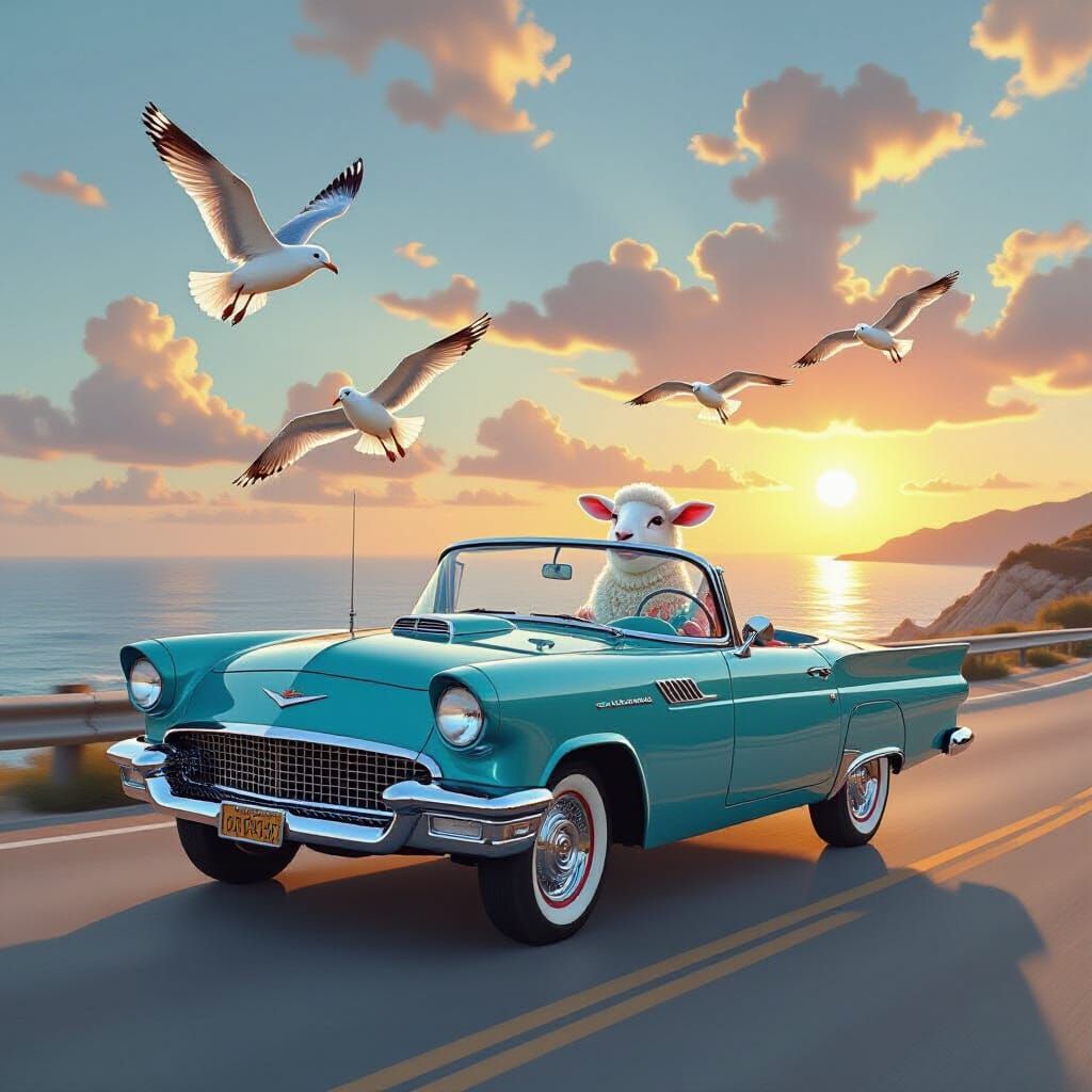 Nervous Lamb Cruises Coastal Highway in Convertible