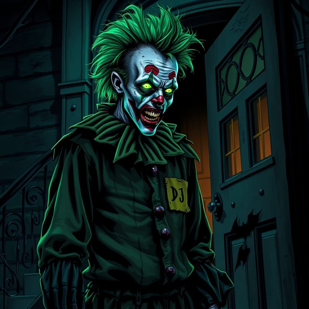 Zombie Clown at Haunted Mansion in Doré Style