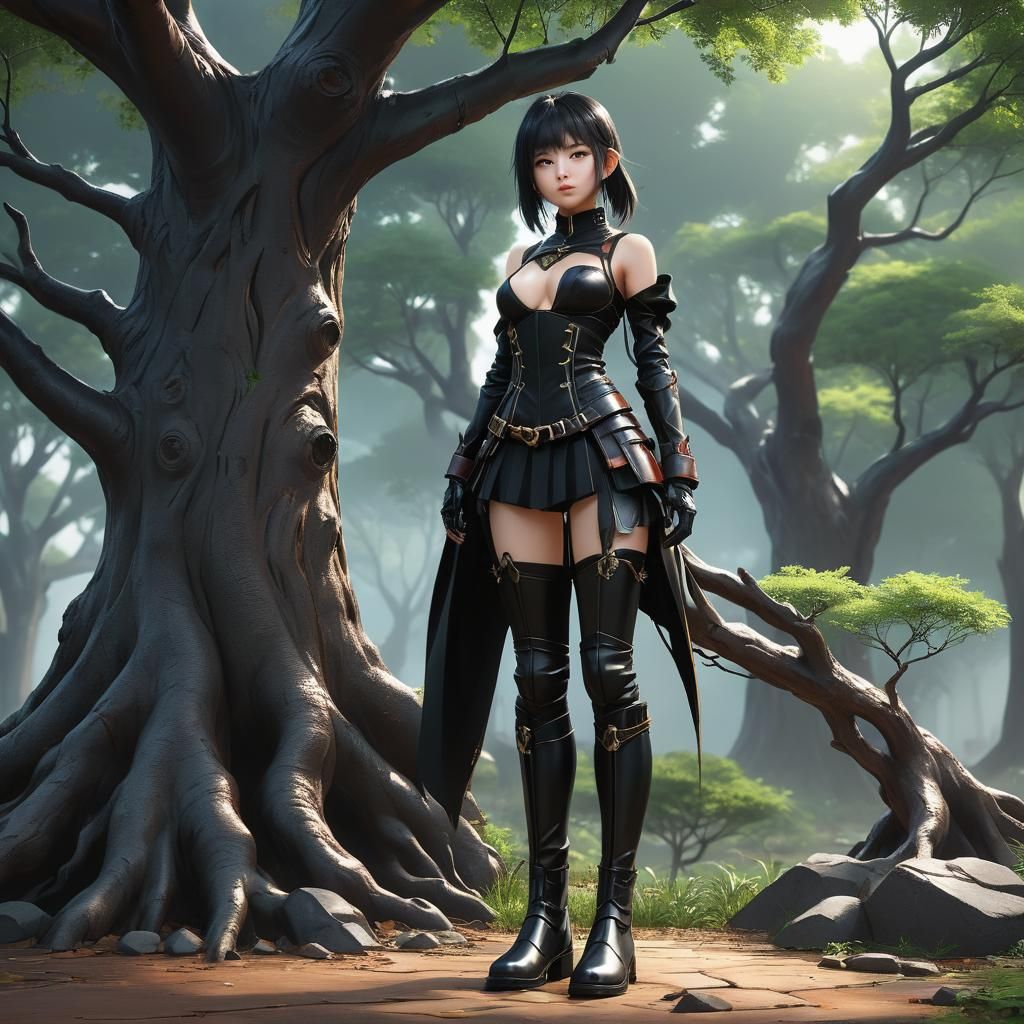 Anime Style: Woman Before the Tree of the World