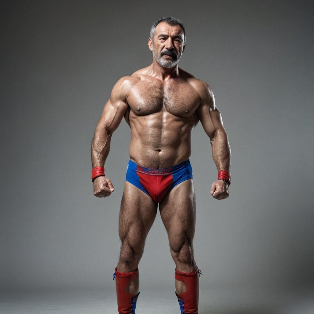 Victorious Turkish Wrestler: Dynamic Sports Photography
