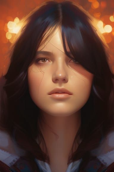 Beautiful Woman Portrait in Hyperdetailed Splash Art Style