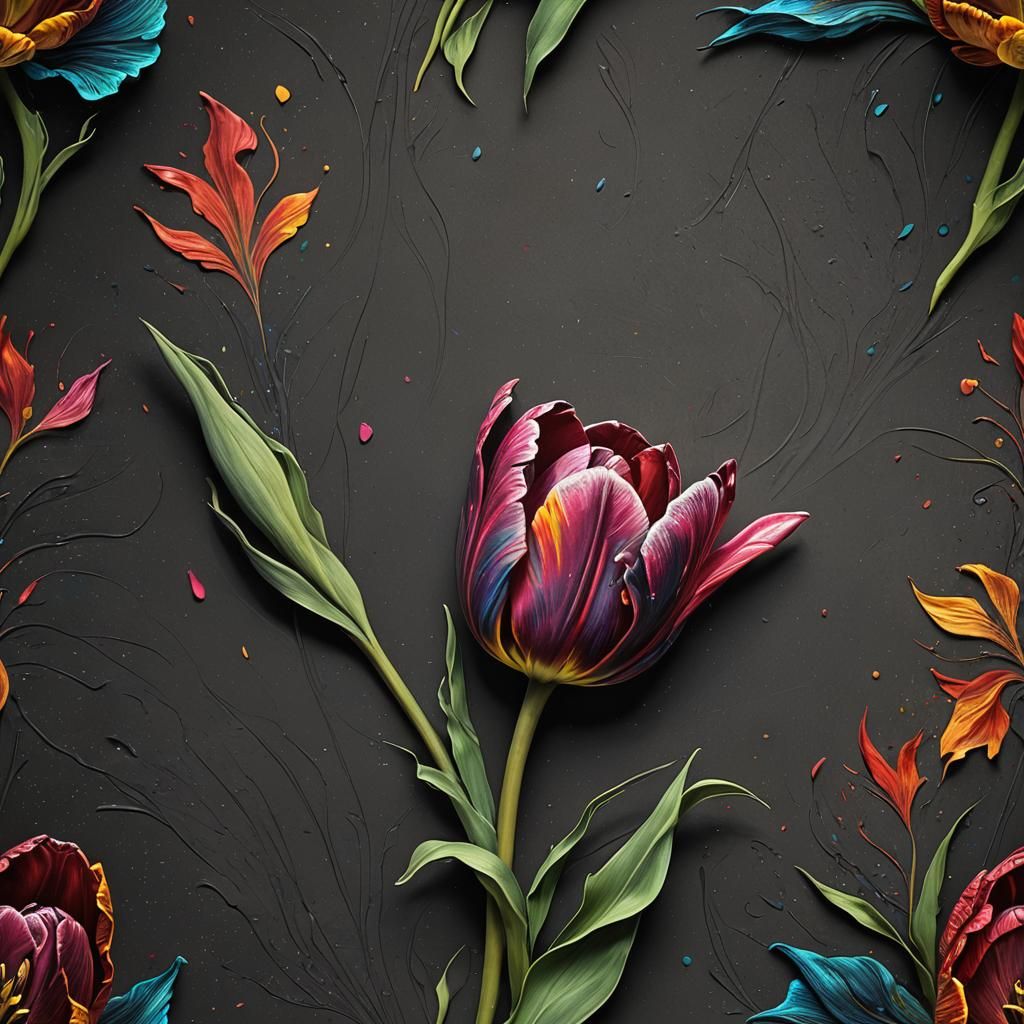 Hyperrealistic Tulip with Intricate Petal Pattern