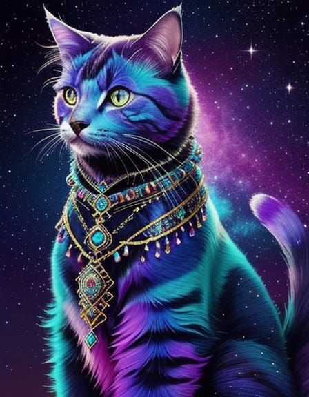 Majestic Gypsy Galaxy Cat in Vivid Colors