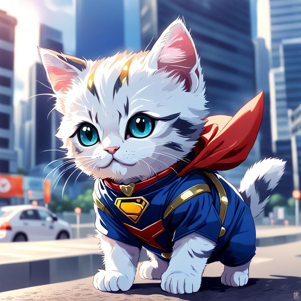 Anime Supercat Kitten in Manga Style