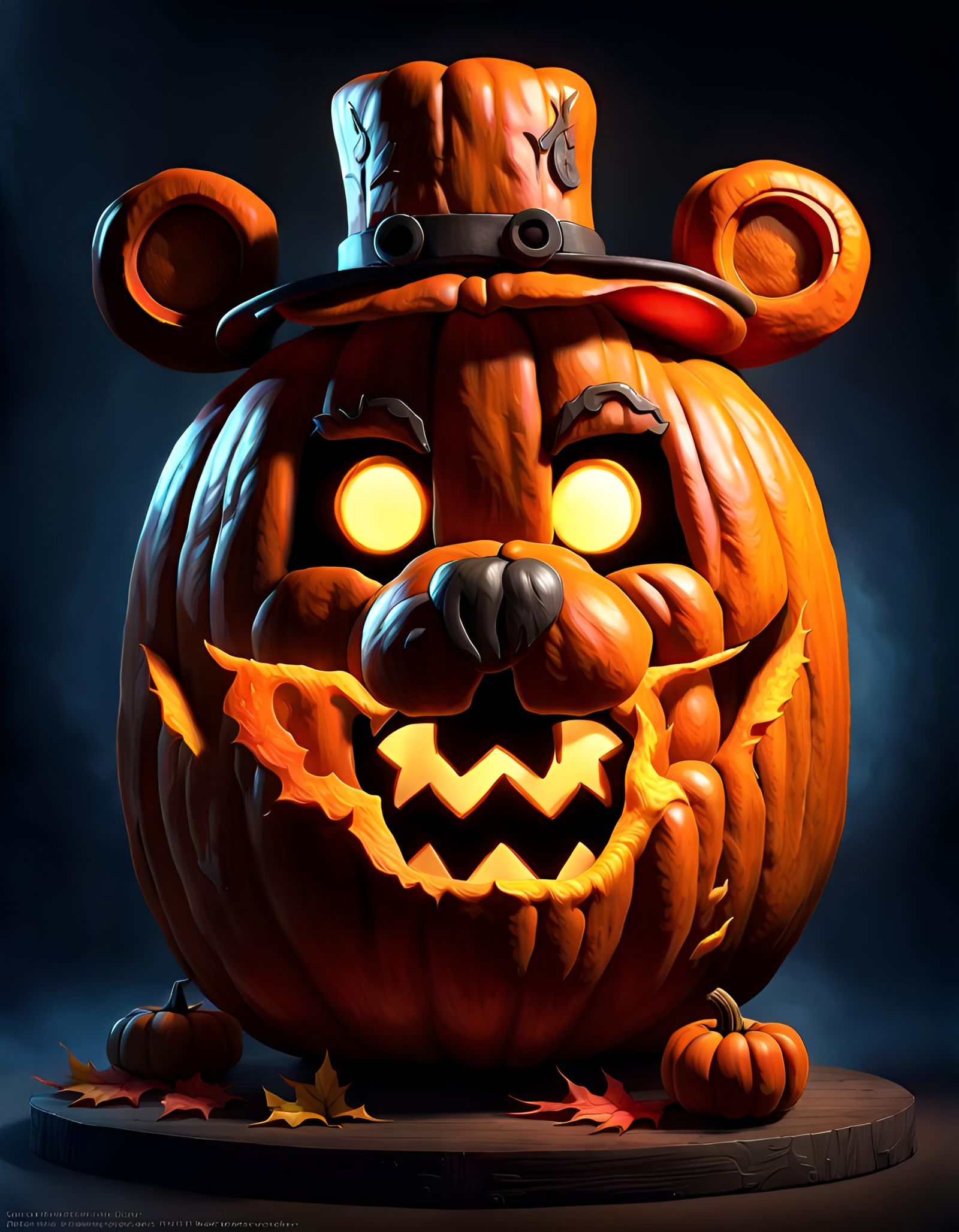 Freddy Fazbear Pumpkin Carving: 8k Concept Art