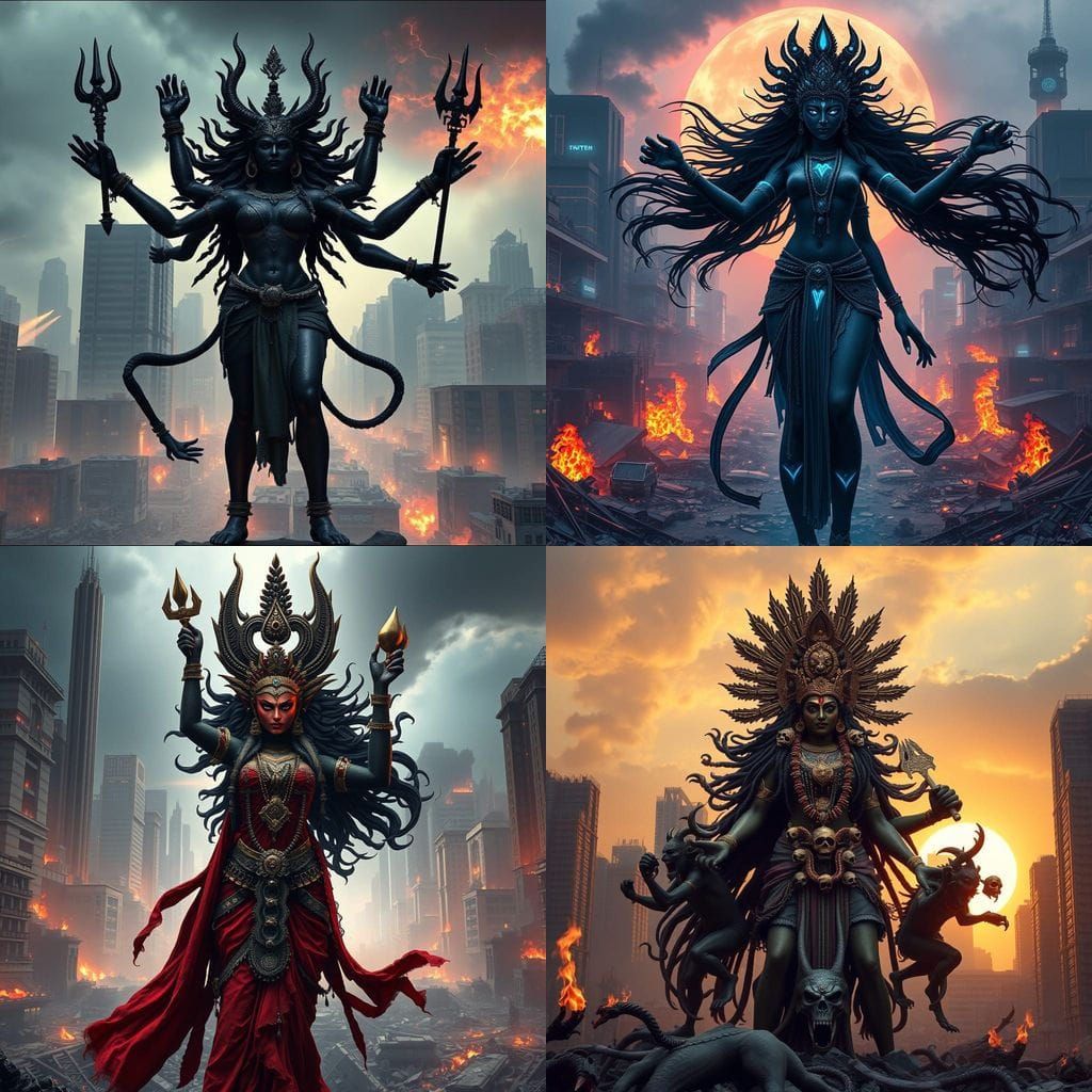 Goddess Kali Reigns Over Modern Metropolis in Epic 3D Style