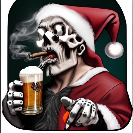 Death Metal Santa Claus Smoking Weed
