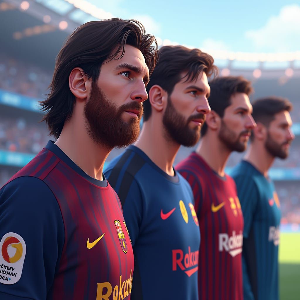 Lionel Messi Career Collage in Anime Style