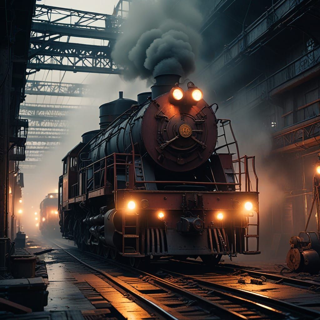 Retrofuturistic Steampunk Engineer in Gritty Industrial Land...