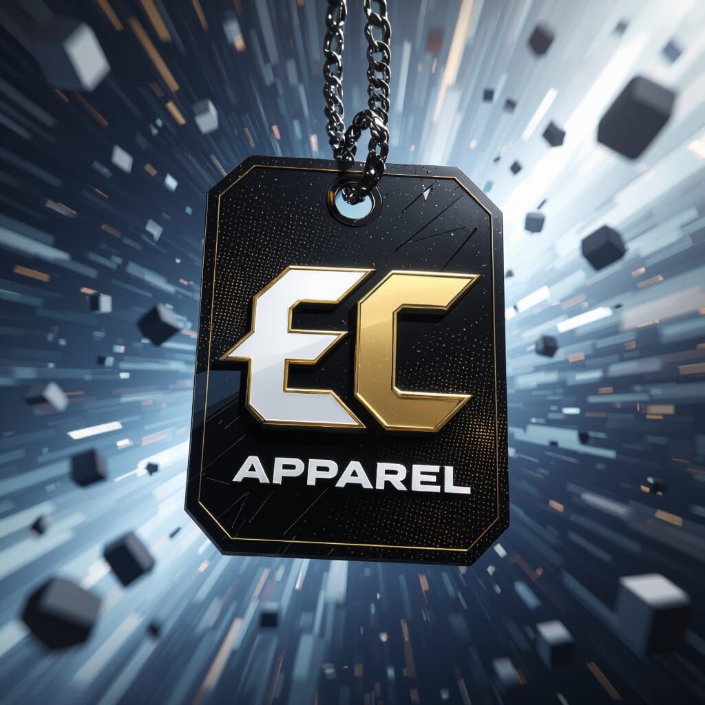 Sporty EC Apparel Hang Tag Design in Gold, Black, White