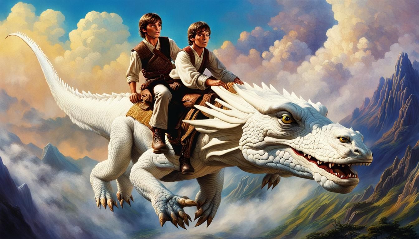Atreyu and Falkor in Hyperrealistic Concept Art