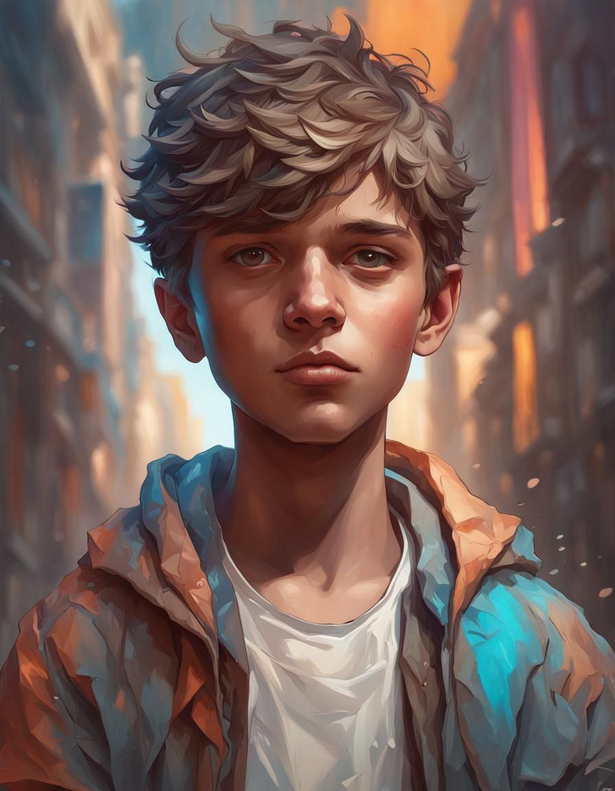 Detailed Portrait of Boy in Digital Art Style