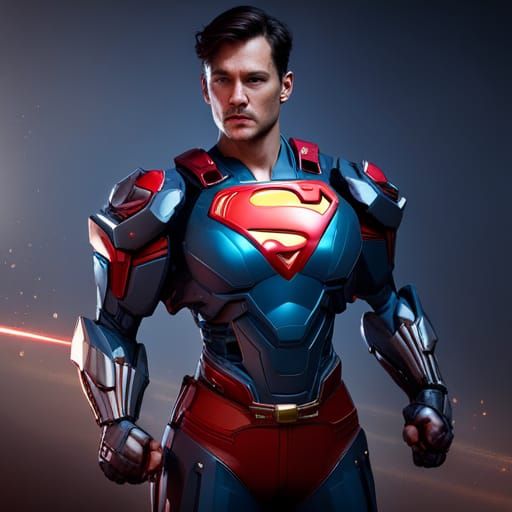 Superman Mecha Suit with Super Arms in Sci-Fi Style