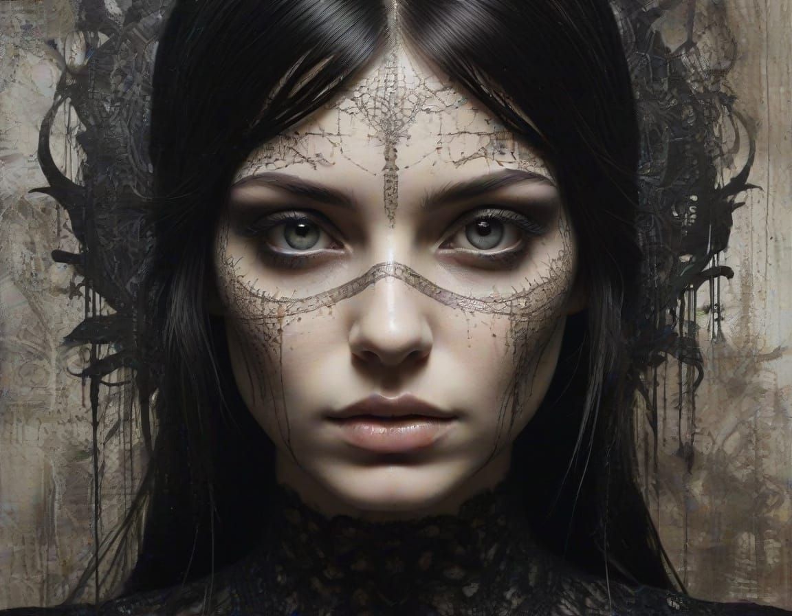 Surreal Gothic Dreamscape with Enigmatic Girls and Cats